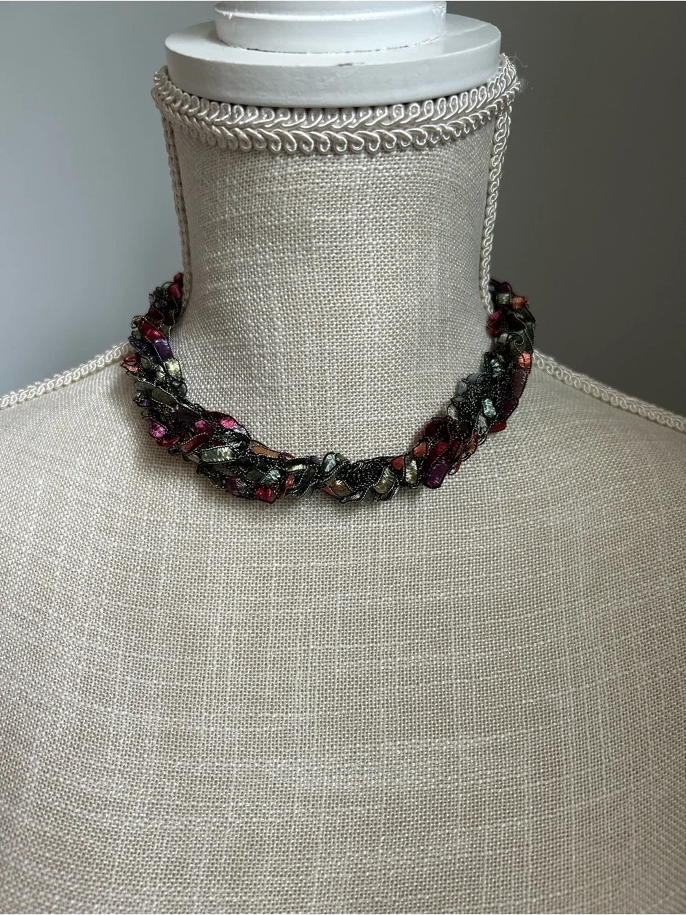 Multicolor Ladder Ribbon Adjustable Necklace - Picture 2 of 3